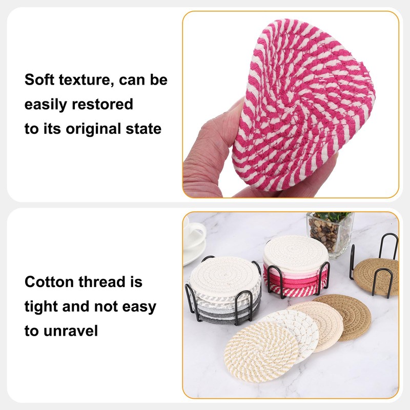 sourcing map Drink Coasters with Holder, 8 Pcs 4 Inch