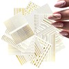 12 Sheets Gold Nail Art Stickers Decals 3D Self Adhesive