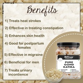 Ritrue Superfoods - Gond Katira Pure (Edible Gum) - 300 Gm - tragacanth Crystals | 100% Natural | badam Pisin Almond Gum