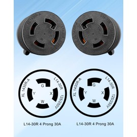 NEMA L14-30R to L14-30R 125V/250V Female to Female Generator Adapter Cord, 30 Amp Generator Extension Cord, L14-30R Locking Connector