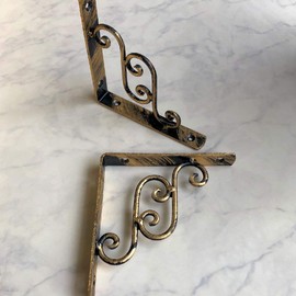 MASOUDITRADING Shelf Bracket, 5.1 inches (13 cm) (1 Piece), Iron Bracket, Metal Fittings, Shelf Support, Black Gold