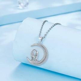 Arrebol Sister Necklace 925 Silver Women's Necklace Moon Pendant Original Friendship for Sister Friends Daughter Jewellery Gift 45 cm + 5, Sterling Silver, Cubic Zirconia