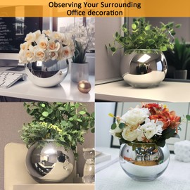 SNDEC Cubicle Accessories, 6'' Glass Candy Dish Desk Mirror to See Behind You, Home Office Aesthetic Table Vases Flower Pot, Cubicle Convex Desk Rearview Mirror Monitor