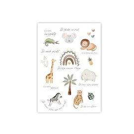 Affirmationsposter DIN A4 | Affirmationen für Kinder | Bilder Kinderzimmer Deko | Poster | Kinderposter (Dschungeltiere)