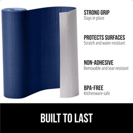 GORILLA GRIP DripGuard Shelf Liner, Non Adhesive Drawer and Kitchen Cabinet Protector, Slip Resistant BPA Free Smooth Surface Plastic Liners for Cabinets, Bathrooms, Closets, 12x120 Inch, Navy Blue