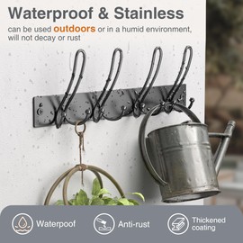 niffgaff Coat Rack Wall Mount - 4 Tri Coat Hooks Wall Mounted Hanging Coat, Jacket, Purse, Backpack, Clothes, Towel, Black Wall Hanger for Entryway, Bedroom, Bathroom, Living Room