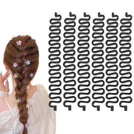 6 PCS Black 7.5inch DIY Fishbone Braid Tool with Clips - French Centipede Plastic Stick Magic Twist Bun Maker Hair Accessories for Girl Lady Women