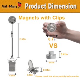 Ant Mag Magnets Clips for Hanging Metal Clips Biting Design with Strings Perfect for Gloves Towels Hats Organization，Magnetic Clip for Fridge Locker Grill Indoor Outdoor Use 6 Pack