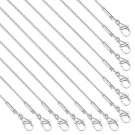 12 Pack Necklace Chains Bulk Adjustable Stainless Steel Snake Chain Necklace for DIY Jewelry Making