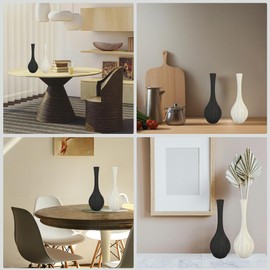 Bryn Vases Decoration, Flower Vase Modern Made of PLA, 3D Printing Technology Vase Black for Pampa, Flowers, Dried Flowers, Decoration Living Room, Bedroom, Wedding, Dining Table, Office (Style 3)