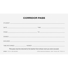 Hammond & Stephens Corridor Pass, Set of 10 Pads with 100 Sheets Each