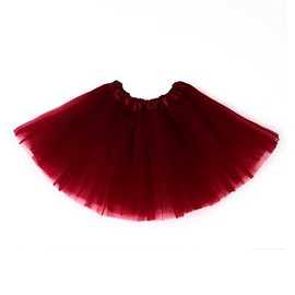 Fepdiu Girls Tutu Skirt 3 Layers Tulle Toddler Ballet Skirts Girls Tulle Tutu Dance Fit Most 3-10 yrs for Dance Party Costume (Dark red)