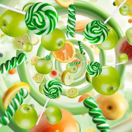 32 Pack Twist & Swirl Lollipops Suckers Individually Wrapped Bulk (16 Twist & 16 Swirl), St. Patrick's Day Candy Suckers, Green & White Twisty Lollipops Candy, Green Apple Flavor