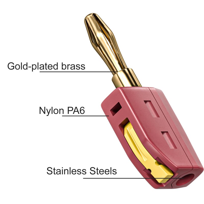 Goupchn 4mm Banana Plug High Current Quick Connect Gold-Plated 10PCS