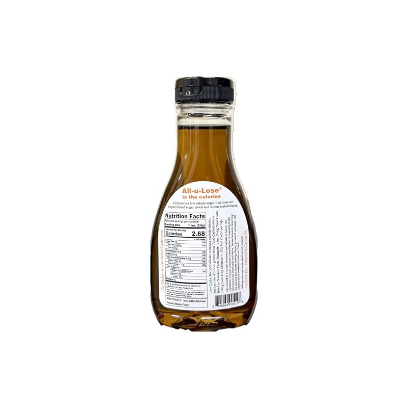 BetterTaste Natural Maple Flavored Allulose Syrup, 11.75-Ounce Bottle, Zero Calorie