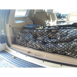 EACCESSORIES EA Trunk Organizer Cargo Net for Caddy Escalade Chevy Suburban Tahoe GMC Yukon 2000-2014 – Envelope Style Cargo Net for SUV-Premium Mesh Car Trunk Organizer–Compatible with Yukon Tahoe