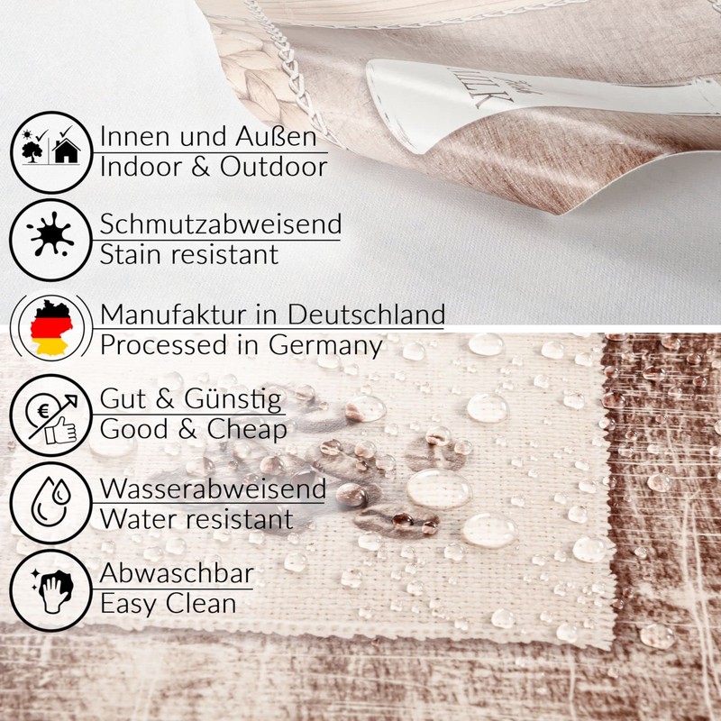 Washable Oilcloth Tablecloth 100 x 140 cm Cut Edge Coffee