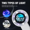 60X Handheld Magnifier with UV&LED Lights Jeweler Loups Magnifying Glass