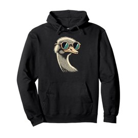 Funny Looking Ostrich With Sunglasses Bird Africa Pullover Hoodie