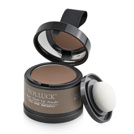 VOLLUCK Root Powder 4g - Covers Grey Hair & Conceals Light Areas, Long Lasting Coverage Hairline Powder for Men & Women - Easy to Use & Natural Finish (Light Brown)