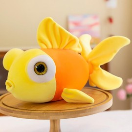 NatureMan 35cm Goldfish Stuffed Animal Toy Cute Soft Fish PlushPillow for Home Ddecoration Kids Pillow Gift (Yellow)