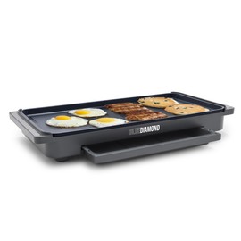 Blue Diamond 20” x 10.5” Extra Large Electric Griddle, Healthy Ceramic Nonstick Surface, Non-Toxic PFAS-Free, Temperature Control, Family Friendly, Removable Drip Tray, Easy Clean, Graphite