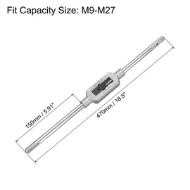 uxcell Adjustable Tap Wrench Handle, for Metric M9-M27 W7/16-1 Taps, Thread Tap Holder Reamer Hand Tapping Tool for Machinist Repair, Medium Carbon Steel Handle with Nickel Plated