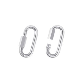 yuntop 2 Pack M5 D-Shape Silver Steel Quick Link Carabiner, Chain Hooks for Outdoor Traveling Equipment, Connecting Hammock (M5-1.9 Inch / 4.8 cm)