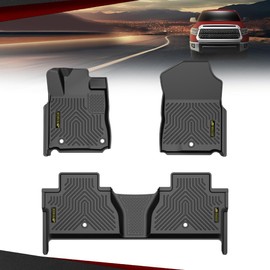 CHEDA TPE Floor Mats Cargo Liners All-Weather Protection Compatible with Toyota Tundra 2014-2021 (Only for Crew Max Cab) 1st & 2nd Row 3PCS