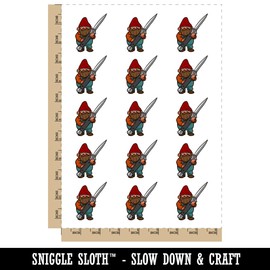 Garden Gnome with Switchblade Pocket Knife Funny Temporary Tattoo Water Resistant Fake Body Art Set Collection - 15 2" Tattoos (1 Sheet)