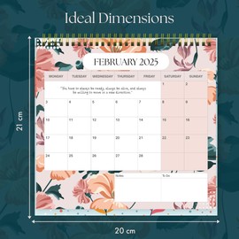 Luxury Desk Calendar 2025-2025 Desk Calendar UK from Jan to Dec. 2025, Month to view desk top flip over calendar with 12 Notes Pages.