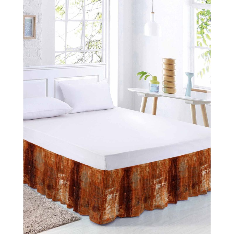 Burnt Orange Bed Skirt Queen Size 16 Inch Drop, Adjustable