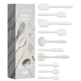 GIR: Get It Right - 10 Piece Silicone Utensil Set - Ladle, Spatulas, Flip, Spoons, Whisk, Potato Peeler & Spoonula - Heat Resistant - Dishwasher Safe - Sprinkles Silicone Kitchen Utensils Set