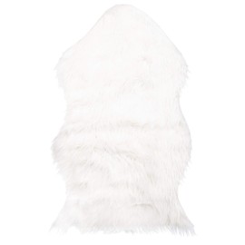 Brandsseller Faux Fur Rug Runner Bed Rug Cushion Lambskin Look and Super Soft (60 x 90 cm, White)