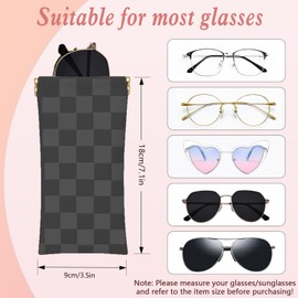 HIGH FIT eyeglasses bag Soft Glasses Bag Pouch, Portable Squeeze Top Sunglasses Case Travel for Women Girls (Black)