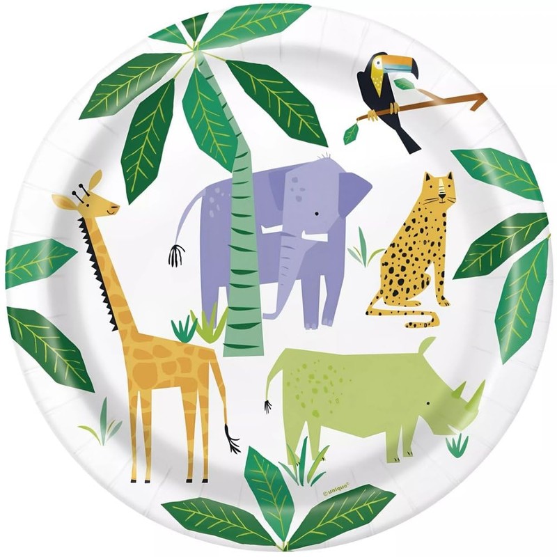 Animal Safari Round Dinner Plates (22cm) - Bold & Vibrant
