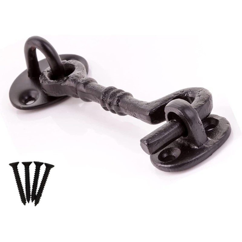 Heavy Duty Black Cabin Hook and Eye 100 mm/4 Inch
