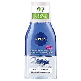 NIVEA Desmaquillante Facial Bifásico de Ojos (125 ml) - Elimina la máscara de pestañas y el maquillaje a prueba de Agua, Enriquecido con Biotina para Cuidar Tus Pestañas
