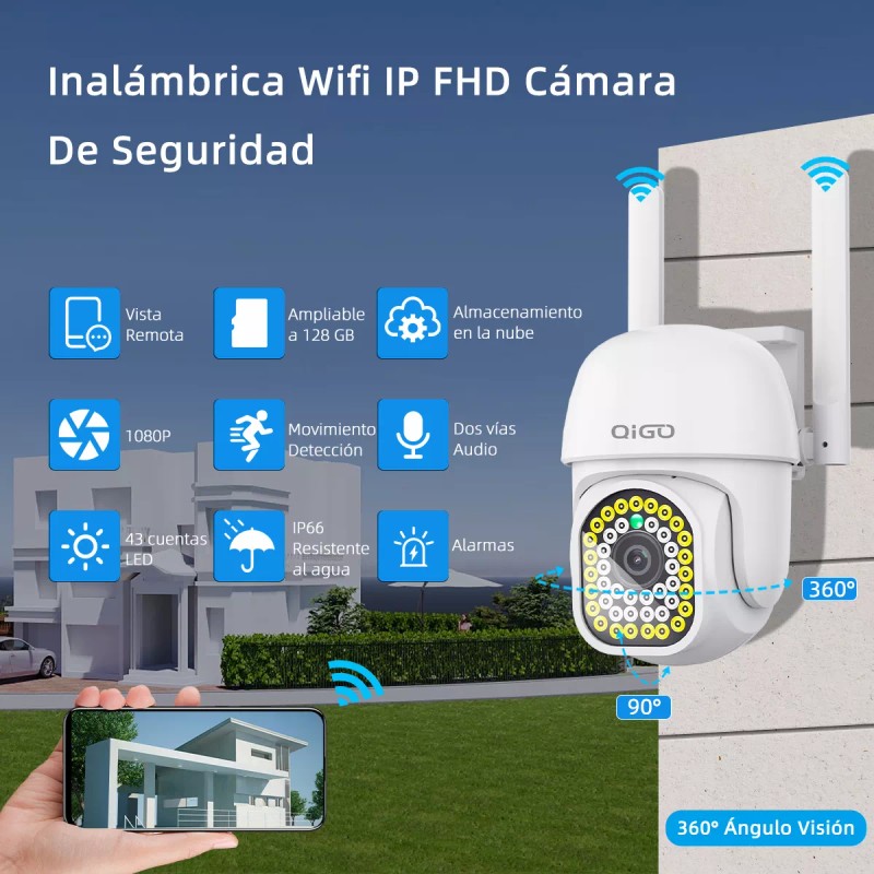 Qigo Cámaras De Seguridad Vigilancia Exterior Wifi Inalambricas QIGO Q43