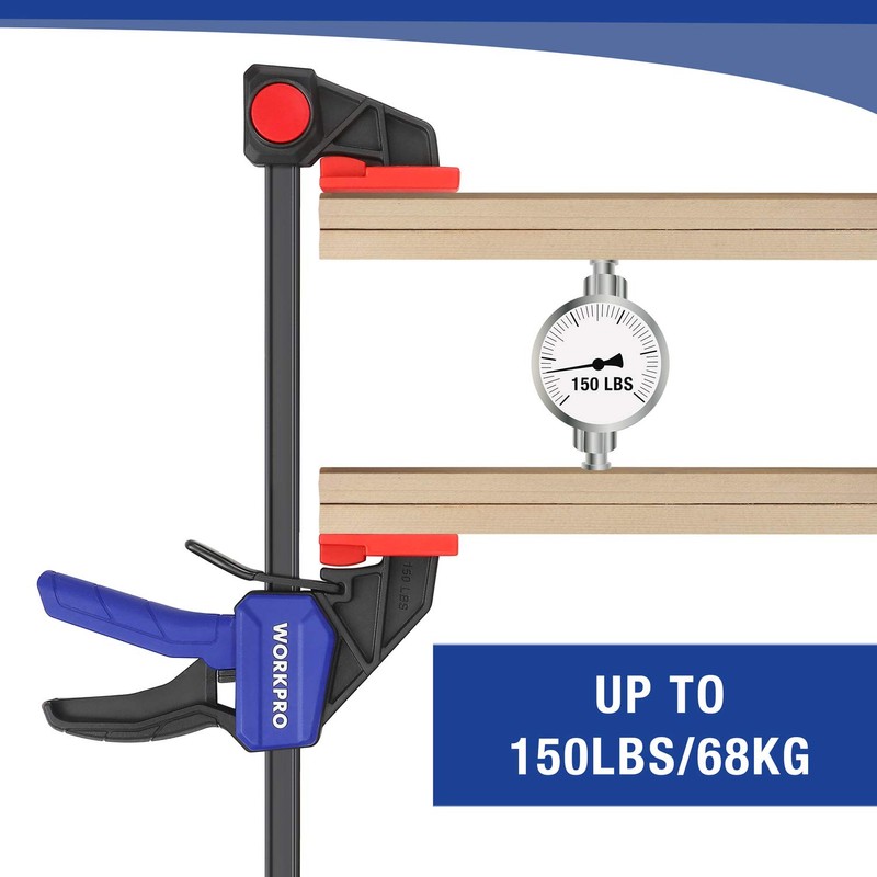 WORKPRO 12" Clamps for Woodworking 2-Pack, Quick-Release Wood Clamps/Spreader Light