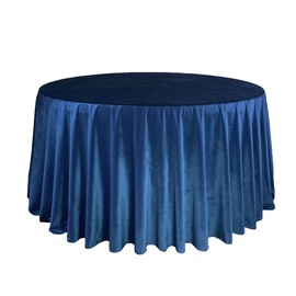 YOUR CHAIR COVERS - 120 Inch Round Velvet Tablecloth - Navy Blue, Linen Table Cloth for Standard Round Tables