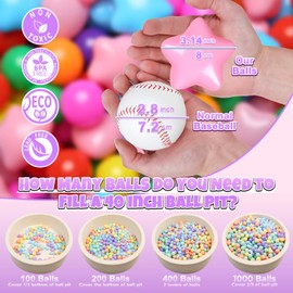 GOGOSO Star Ball Pit Balls for Toddlers - Large Shaped Plastic Balls for Baby Ball Pits, Play Tent, Baby Pool, Water Toys,100 pcs, Rainbow