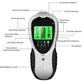Stud Finder Scanner, Wall Scanner Detector, 4 in 1 Electronic Stud Sensor Center Finders for Studs, Deep, Metal,Wood and AC Wires Detection, HD LCD Display and Audio Alarm