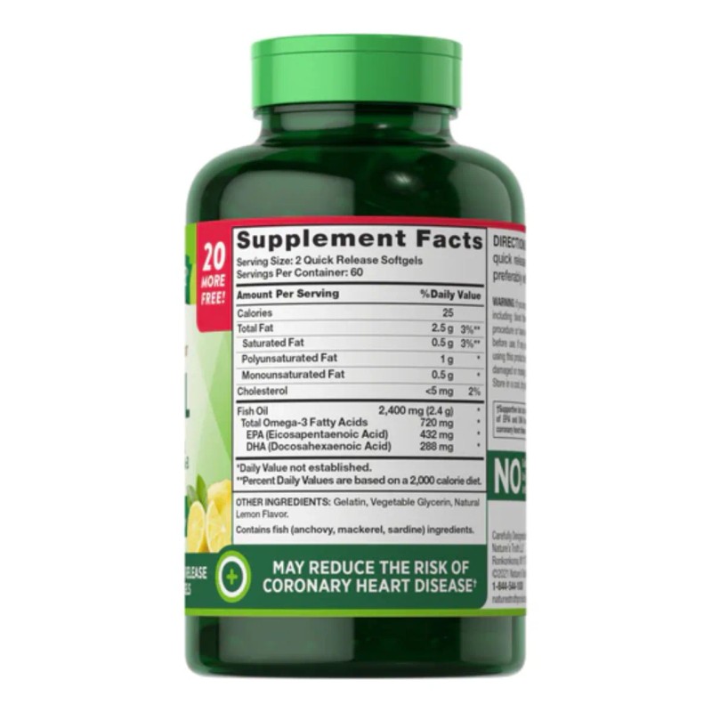 Omega 3 Cápsulas Nature's Truth 2400mg 120 Cáps Aceite de