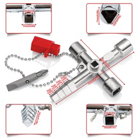 ExeQianming 4-Way Keys, Multifunctional Control Cabinet Key, Square Key, Universal Four Way Key for Electric Gas Meter Box, Cabinet
