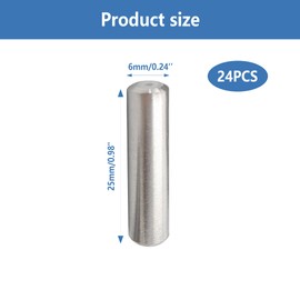 Lilaly 24 pcs 304 Stainless Steel Dowel Pin, 6mm x 25mm / 0.24 Inch x 0.98 Inch, Metal Pins Cabinet Shelf Pegs Shelf Support Pegs Perfect for Fixing a Component's Position Join Components
