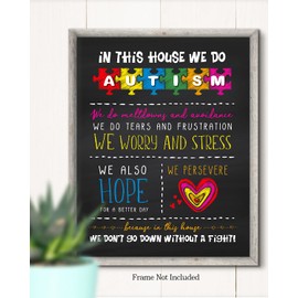 In This House We Do Autism | Autism Awareness Decor | Autism Classroom | Boho Rainbow Decor Classroom | Autism Sign | Autism Art Wall Decor Classroom | Autistic decorations - 8x10 unframed print