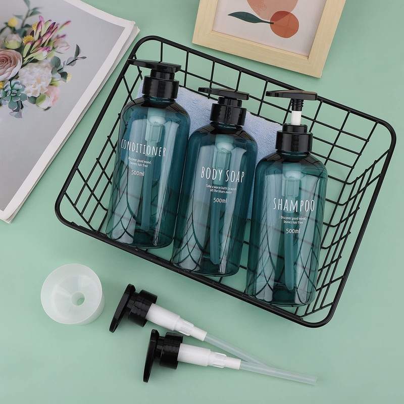 Segbeauty Shampoo Bottle Dispenser, Light Blue, 3-Piece Set, 16.9 fl
