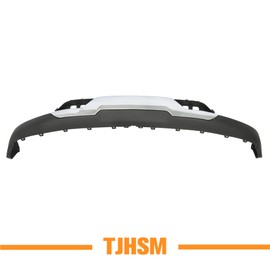 TJHSM Primered Front Lower Bumper Valance Plastic Replacement for Silverado 1500 2016 2017 2018 with Tow Hook Holes and Chrome Skid Plate Set