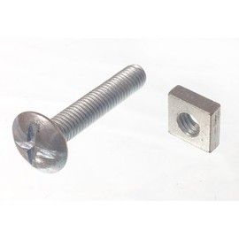 Roofing Bolt Cross Head 6Mm M6 X 35Mm Length Bzp With Square Nuts Pack Of 4